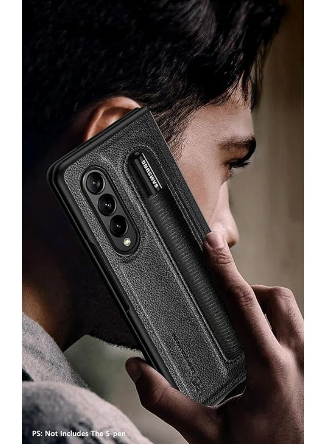Fekra Case for Samsung Galaxy Z Fold 4, PU Leather + Hard PC Shell Ultra Thin Slim Durable Protective Phone Cover for Samsung Galaxy Z Fold4 5G (classic) - Image 4
